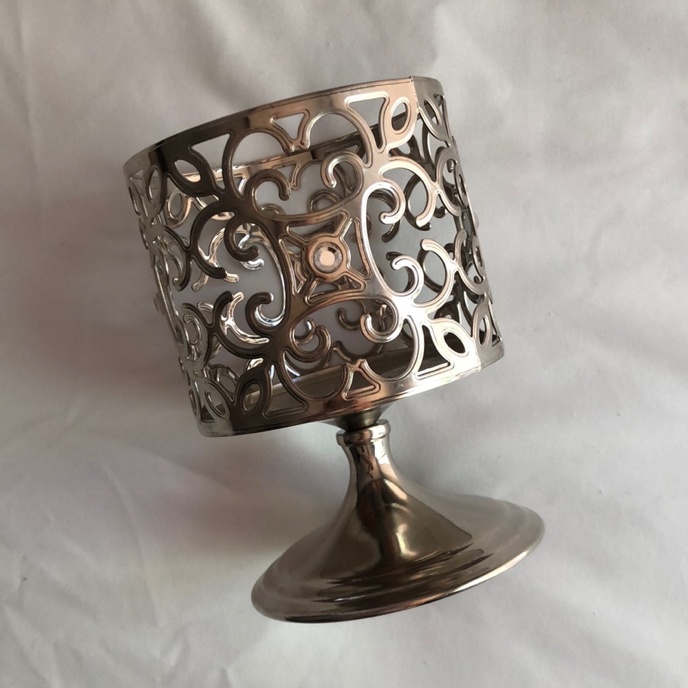 Bath & Body Works Silver 3-Wick Candle Holder